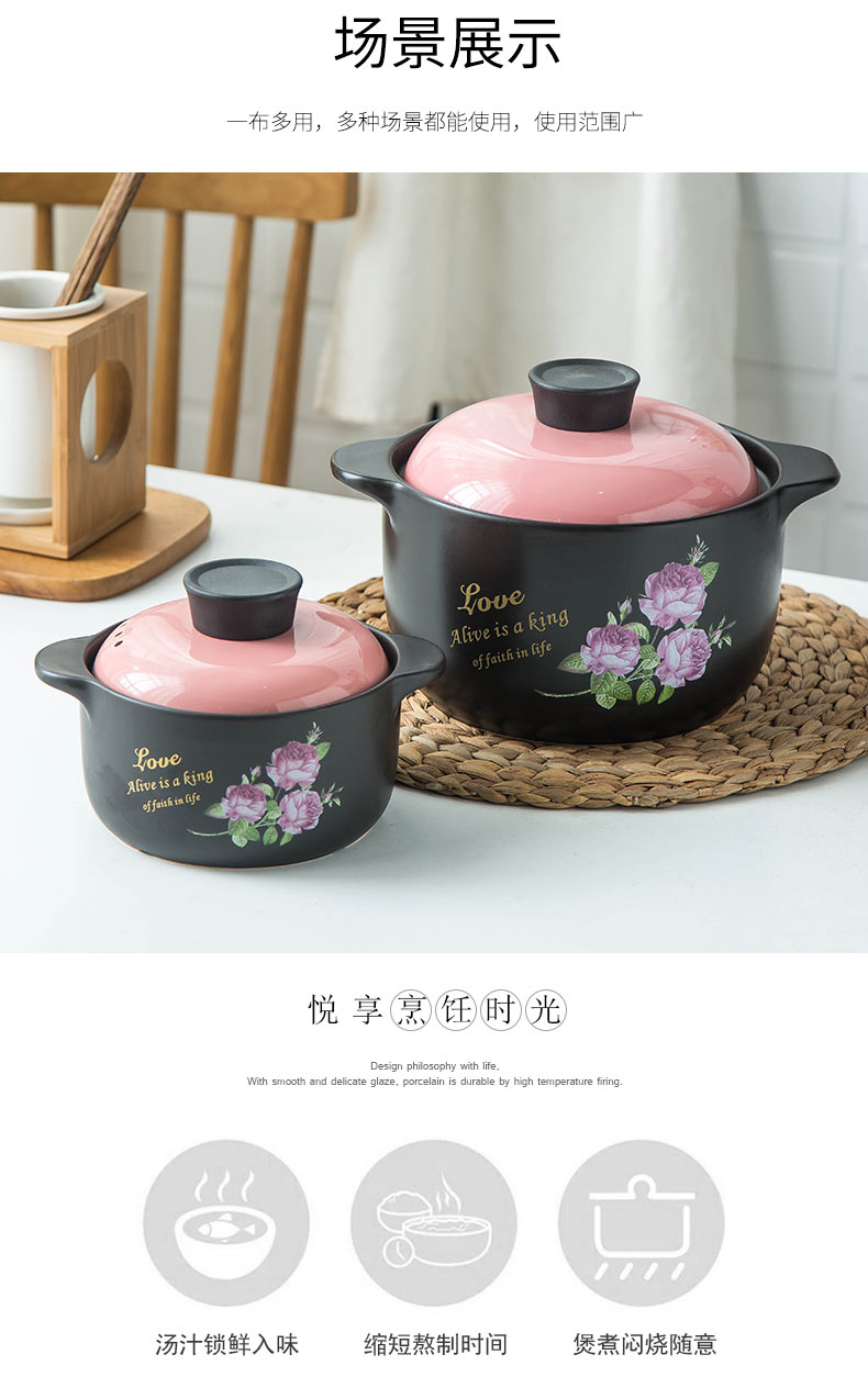 Ming l casseroles, high temperature resistant crock soup pot small ceramic casserole pot soup pot stew flame household gas soup pot