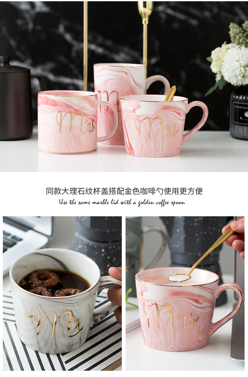 Ming up European marble mark cup creative up phnom penh ceramic English office coffee cup couples cup cup