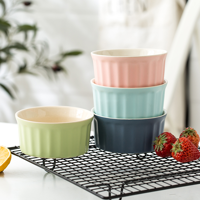 Ceramic creative double peel milk dessert bowl shu she lovely steamed pudding cup cake to use oven mold baking dish