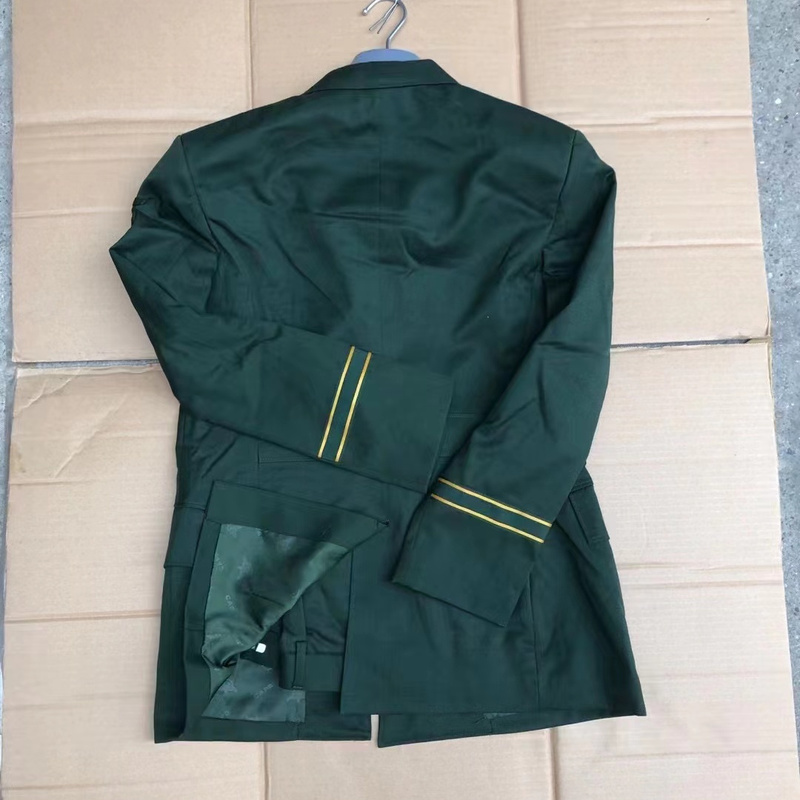 Brand New Authentic Spring and Autumn Uniform Set Olive Green Spring and Autumn Clothing Five-Piece Winter Suit with Collar Single Top and Single Pants