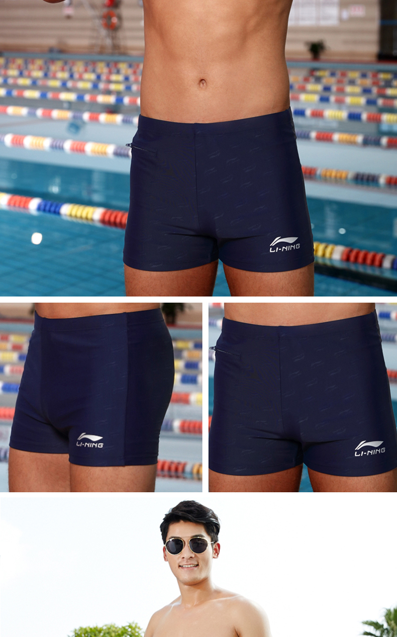 Quần bơi Li Ning Quần boxer nam kích thước lớn áo tắm chuyên nghiệp nhanh khô thời trang gợi cảm in thoải mái quần bơi suối nước nóng quần bơi tam giác nam