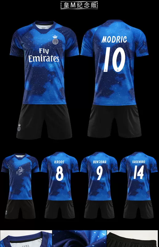 Quần áo bóng đá phù hợp với nam và nữ Manchester United tùy chỉnh tay áo ngắn 10 Messi Real Madrid áo thi đấu đào tạo phù hợp in ấn kỷ niệm - Bóng đá