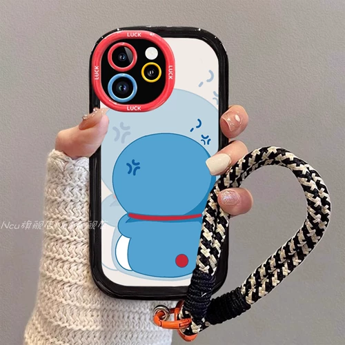 Импортный силиконовый совместимый чехол для телефона, синий защитный чехол, мультяшный милый креативный модный браслет, защита при падении
