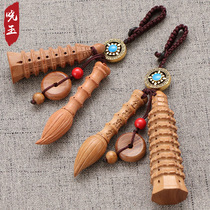 Manufacturer peach wood ebony boxwood champion Wenchang pen tower Wangwen peach wood sword Wenchang tower key chain pendant