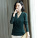 Autumn small shirt for women 2024 new long-sleeved style bottoming shirt Korean version slim fit V-neck temperament mesh top