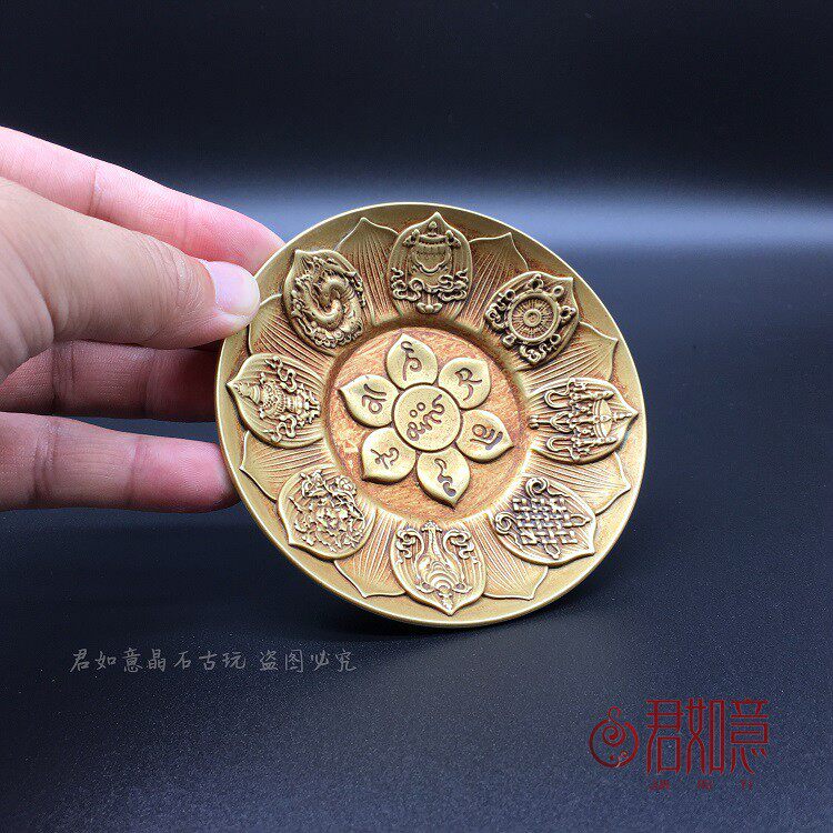 brass six-word truth lotus bronze plate solid bronze sculpture flower copper disc pendulum piece copper bowl small plate bronzer