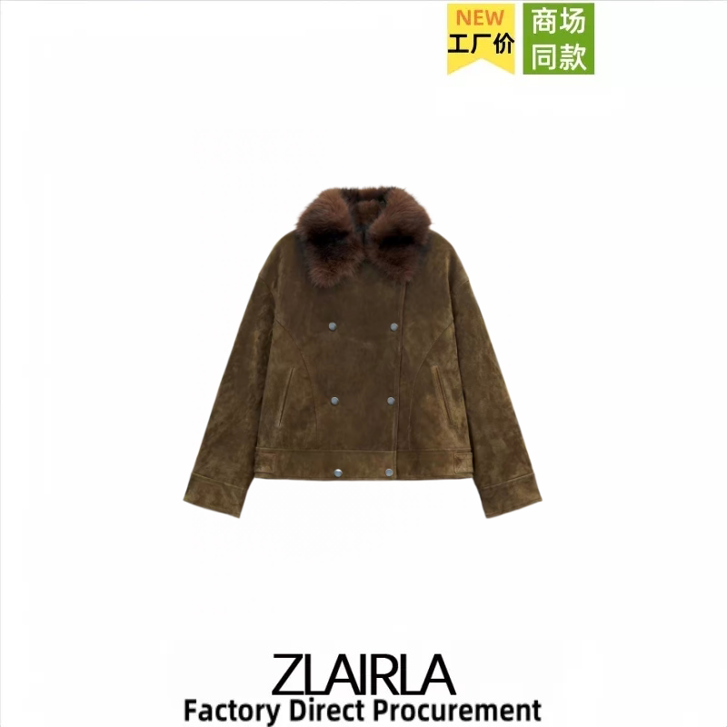 Za Women's Clothing Autumn and Winter New Casual Versatile Detachable Fur Collar Leather Warm Cotton Jacket 5854231