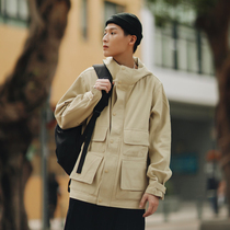 PSO brand Japanese tooling jacket mens loose Tide brand multi-pocket hooded jacket casual versatile couples