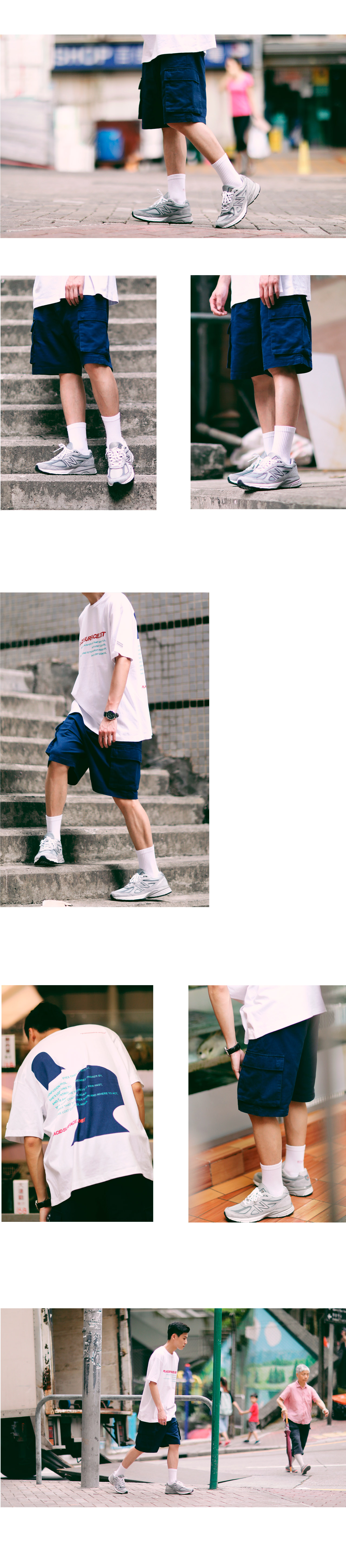 PSO Brand 18SS5 túi đôi dụng cụ cotton giặt đơn giản màu nguyên bản năm điểm quần short nam quần jean nam hàng hiệu