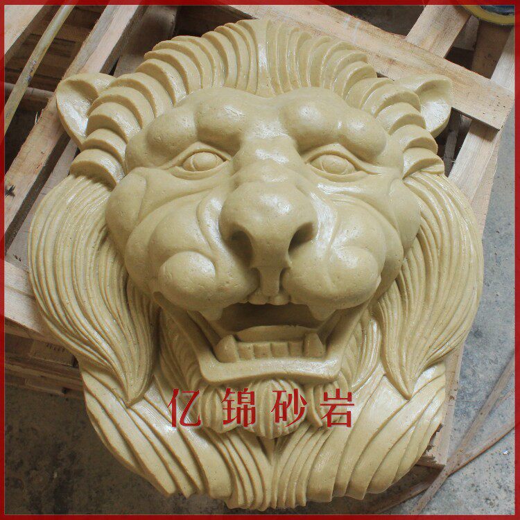 Artificial sandstone frP sculpture Indoor and outdoor garden landscape wall fountain decorative pendant - spray lion head