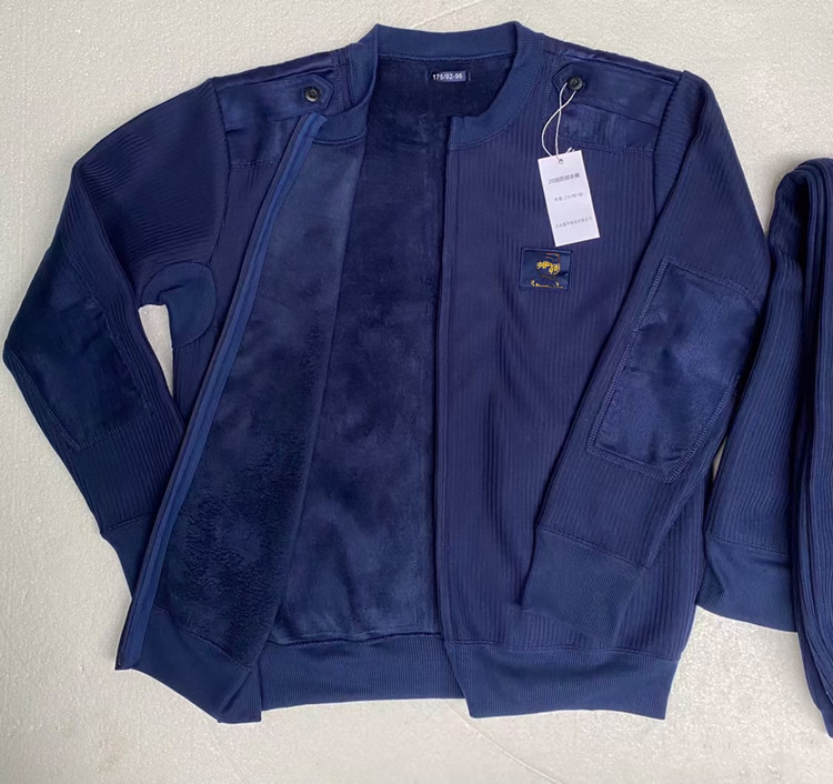 Fire New Men's Heat Clothes Autumn Winter Filter Fluff Costumes Blue-zipped Velvet Clothes