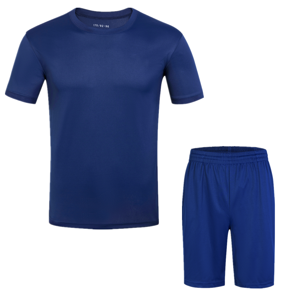 New men's genuine blue fitness training suit for short sleeve physical fitness shorts summer sports breathable T-shirt