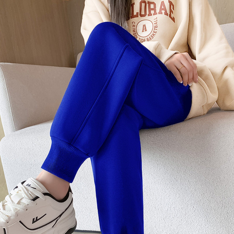 Klein Blue Jogger Pants for Women, Autumn and Winter Fleece-Lined, Loose Casual Harem Pants, Spring and Autumn, Petite Slimming Sweatpants Klein Blue Jogger Pants for Women, Autumn and Winter Fleece-Lined, Loose Casual Harem Pants, Spring and Autumn, Petite Slimming Sweatpants