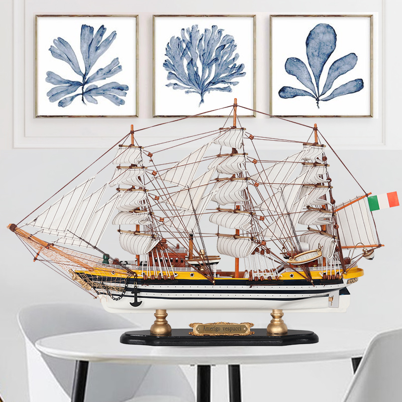 Vespucci solid wood sailboat model home decoration ornaments housewarming high-end gifts smooth sailing