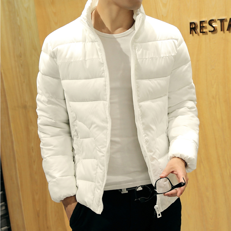 White down Cotton Outwear Men's Large Size Korean Style Slim Short Cotton Outwear Youth Stand Collar Cotton Jacket Student Winter Outwear Trendy