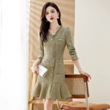 Весенний осенний приталенный корсет, в стиле Шанель, облегающий крой, с акцентом на бедрах, рыбий хвост