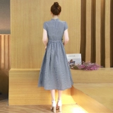 Летнее длинное платье, этническое ципао, ретро приталенная длинная юбка, из хлопка и льна, средней длины, этнический стиль, высокая талия