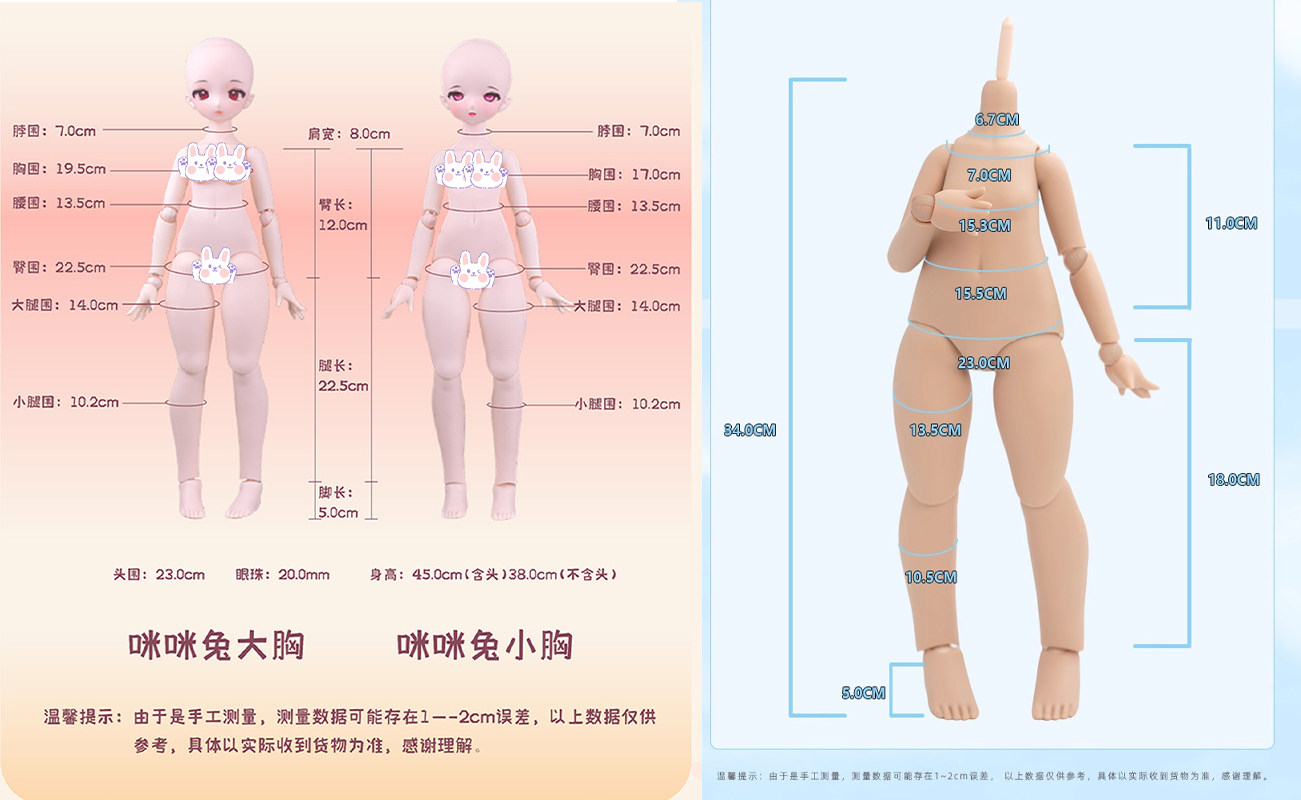 正版imomodoll BJD娃娃四分咪咪兔娃娃MJD四分體娃娃BJD膠皮娃娃身體1/4