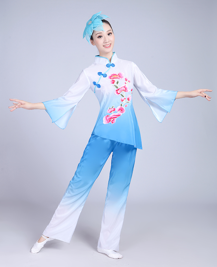 2018 mới trang phục Yangge nữ khiêu vũ quốc gia eo đông bắc trống fan múa váy mỏng hiệu suất trang phục biểu diễn nữ - Khiêu vũ / Thể dục nhịp điệu / Thể dục dụng cụ giầy nhảy
