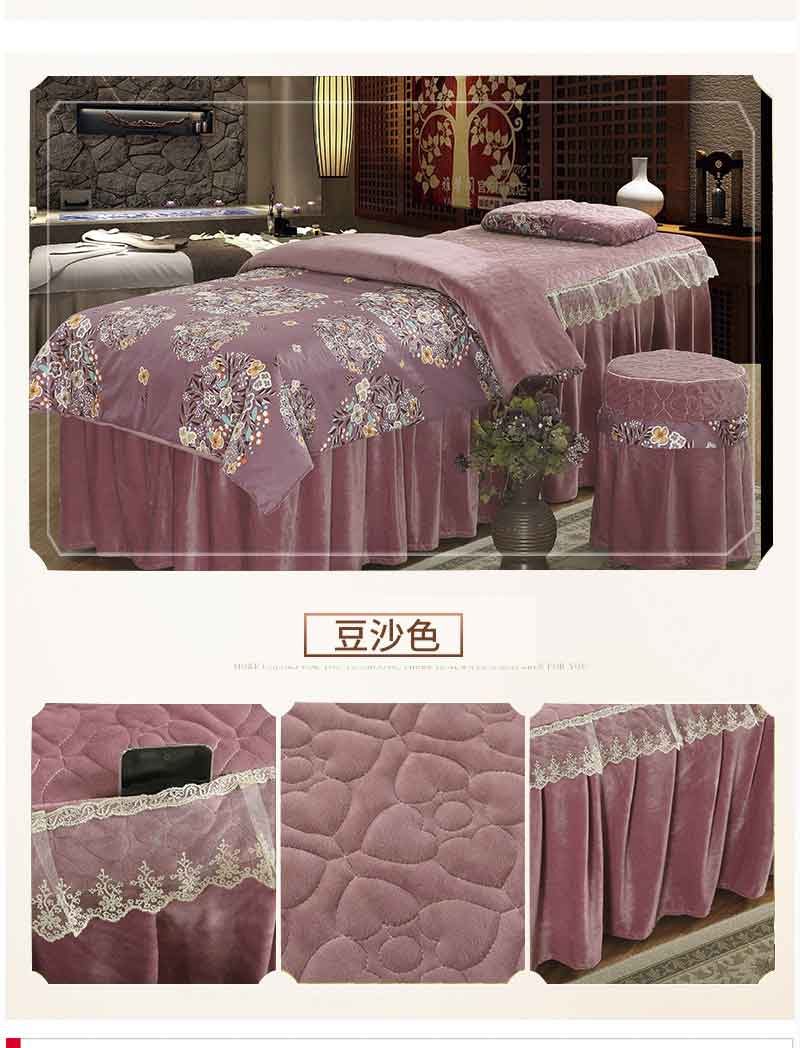 Xu Nuo Crystal Velvet Beauty Salon Bed Cover Four 4 Piece Set Đơn giản phổ quát Massage giường Set Suite SPA Body Sheets khăn trải giường spa