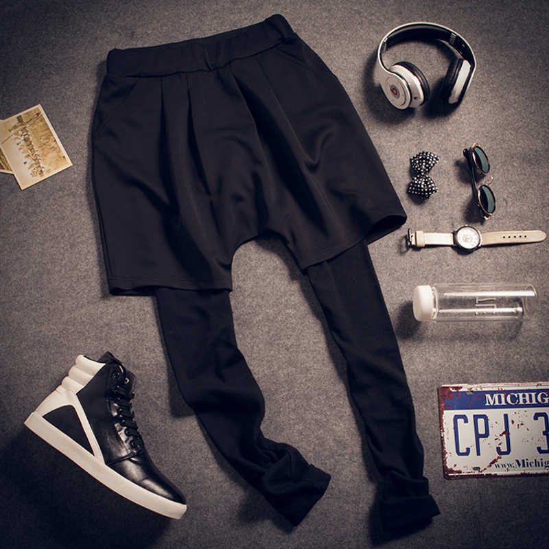 Quần legging nam quần bó sát chạy quần nam hip hop Quần short Hàn Quốc chạy thể dục giả hai mảnh áo nam hàng hiệu