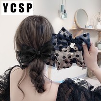 Korean yarn wave point hairpin back head sweet temperament top clip large bow spring clip elegant clip headdress