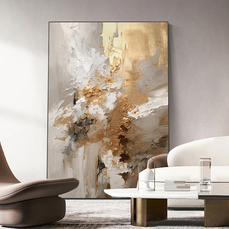 High-End Oil Painting, Hand-Painted, Light Luxury Wall Art, Abstract Art, Niche Living Room Floor-To-Ceiling Painting, Large Entrance Hall Decorative Painting