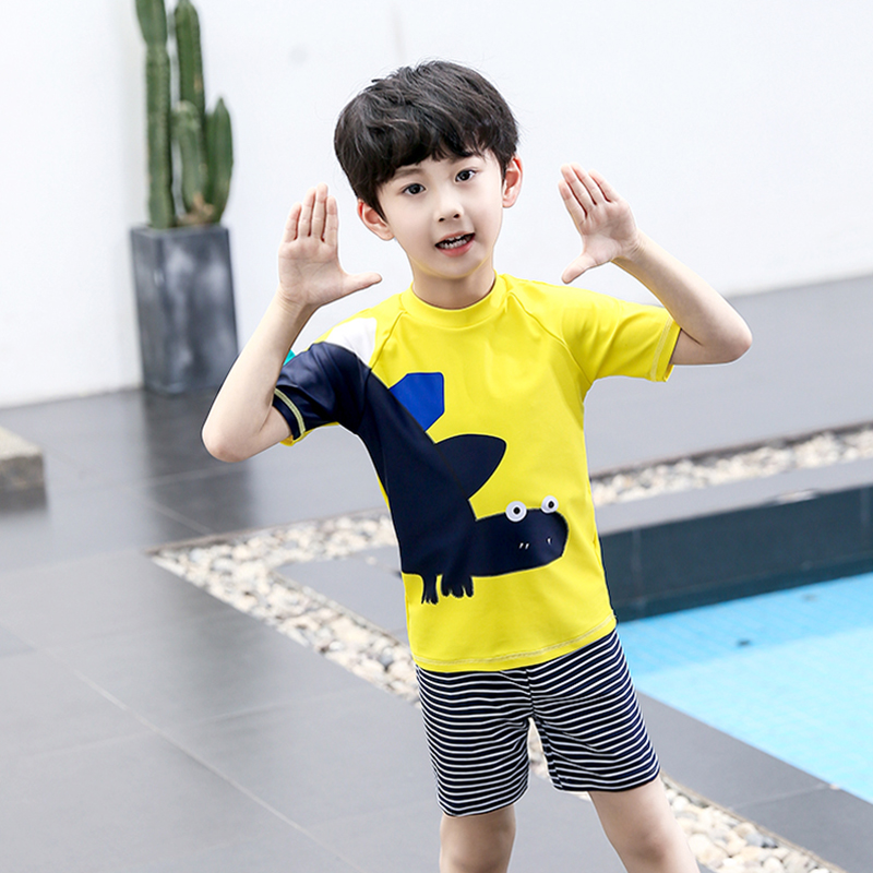 Child swimsuit boy swimming trunks CUHK Boy Two Style Swimsuit Boy Cute Cartoon Baby Swimsuit With Swimming Cap