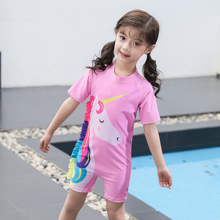 Children's swimsuit female sunscreen girls one-piece children's baby swimsuit children's swimming trunks big boy girl swimsuit female