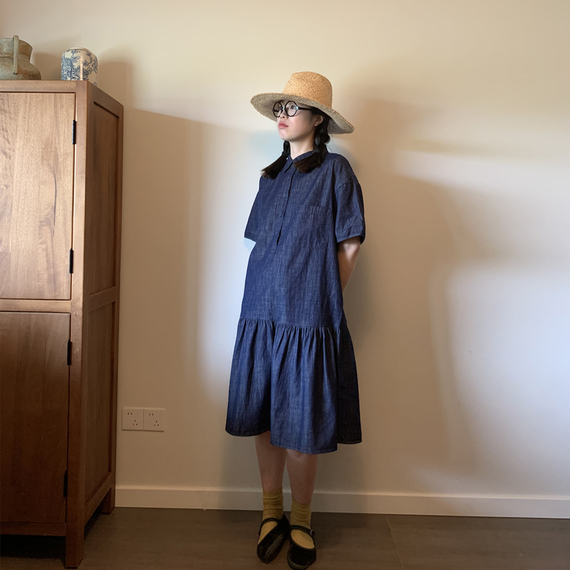 Denim Dress for Women 2026 Summer New Loose Artistic Retro Thin Short-Sleeved Shirt A-Line Mid-Length Skirt Denim Dress for Women 2026 Summer New Loose Artistic Retro Thin Short-Sleeved Shirt A-Line Mid-Length Skirt
