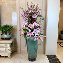 Jingdezhen ceramic landing vase Villa European new Chinese living room decoration ornaments porch flower arrangement