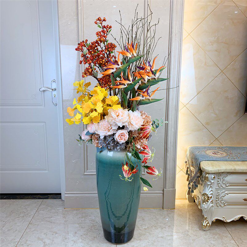Modern light luxury Jingde Town Ceramics Large Vase Living Room Simulation Flower New Chinese Home Decoration