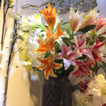 PU high simulation hand feeling flower single lily flower living room wedding fake flower arrangement floral decorative flower