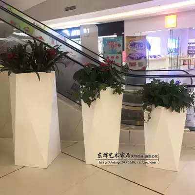 Large outdoor Three-dimensional diamond floor vase mall lobby flower pot flower pot clubhouse decoration simple modern fashion