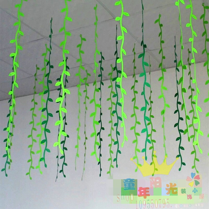 Spring Mall Shop Air Suspension Suspended Ceiling Decoration Hanging Accessories Kindergarten Classroom Veranda Willow Yanzi Leaves Flower Hanging Accessories