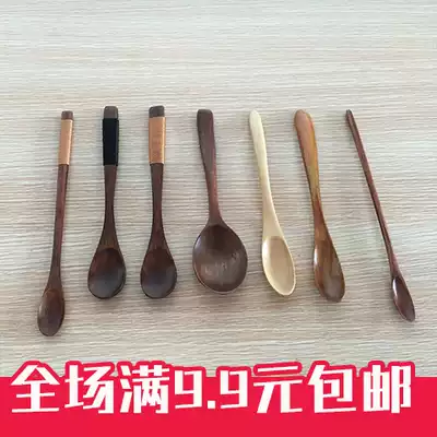 Creative home environmental protection wooden long handle spoon coffee spoon mixing spoon tie line wooden spoon rice spoon soup spoon honey spoon