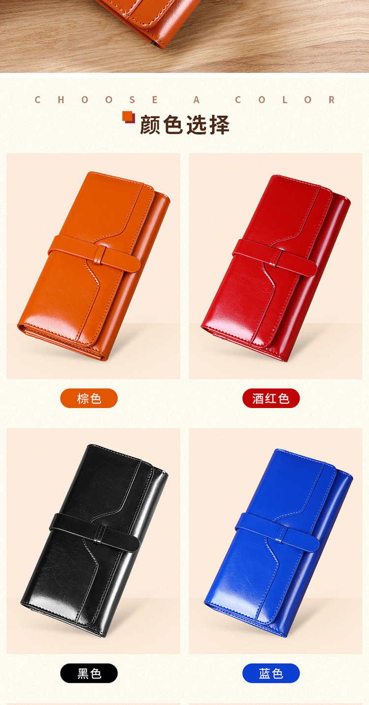 Ví nữ 2018 mới của Hàn Quốc nữ dài phần da retro dầu sáp da ví công suất lớn Ví nữ ví bape