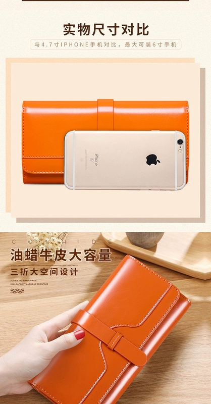 Ví nữ 2018 mới của Hàn Quốc nữ dài phần da retro dầu sáp da ví công suất lớn Ví nữ