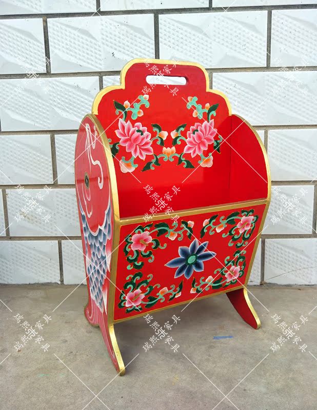 Mới Trung Quốc gỗ rắn cổ sơn hộp lưu trữ báo hộp hộp báo hộp tạp chí hộp kệ kệ đứng - Cái hộp thùng gỗ đựng đồ