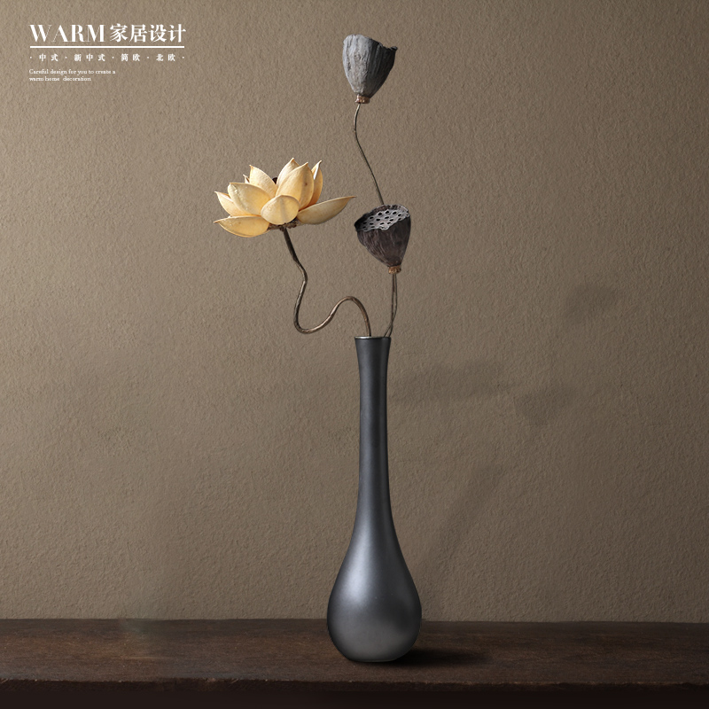 Small vase fittings Jingdezhen ceramic desktop decorated Zen dry flower bouquet Chinese flower array red