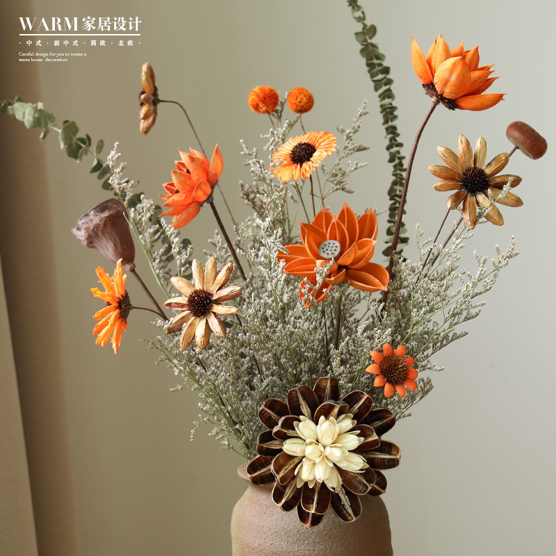 Natural Dry Flower Bouquet Real Flower Pendulum Piece Vase Home Yunnan Air-dry Living Room Furnishing Flower Arrangement Big Beam Perpetual Raw Flowers