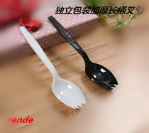Thickened disposable plastic independent cake fork spoon Dessert spoon multicolored sticker Cowhide sticker