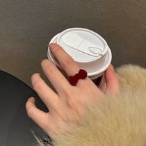 Butterfly knot ring at large Princess velvet flocking design sensation ring bestie red retro new opening forefinger