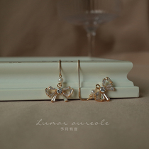 YoMonth with sound butterfly knot Series length Ear Nail Freshwater Pearl Brief Advanced Sensation Earrings Earrings Gift