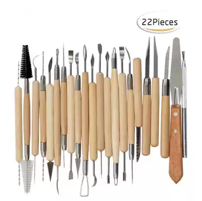 DIY pottery tools 22 sets of wooden shaping radium silk knife soft clay clay sculpture sculpture carving knife