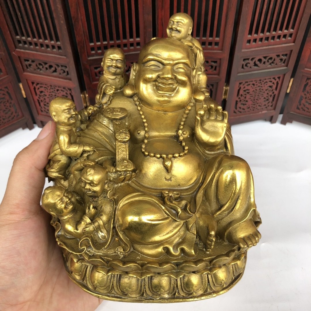 Brass pure copper Wuzi Buddha Maitreya Buddha home decoration bronze