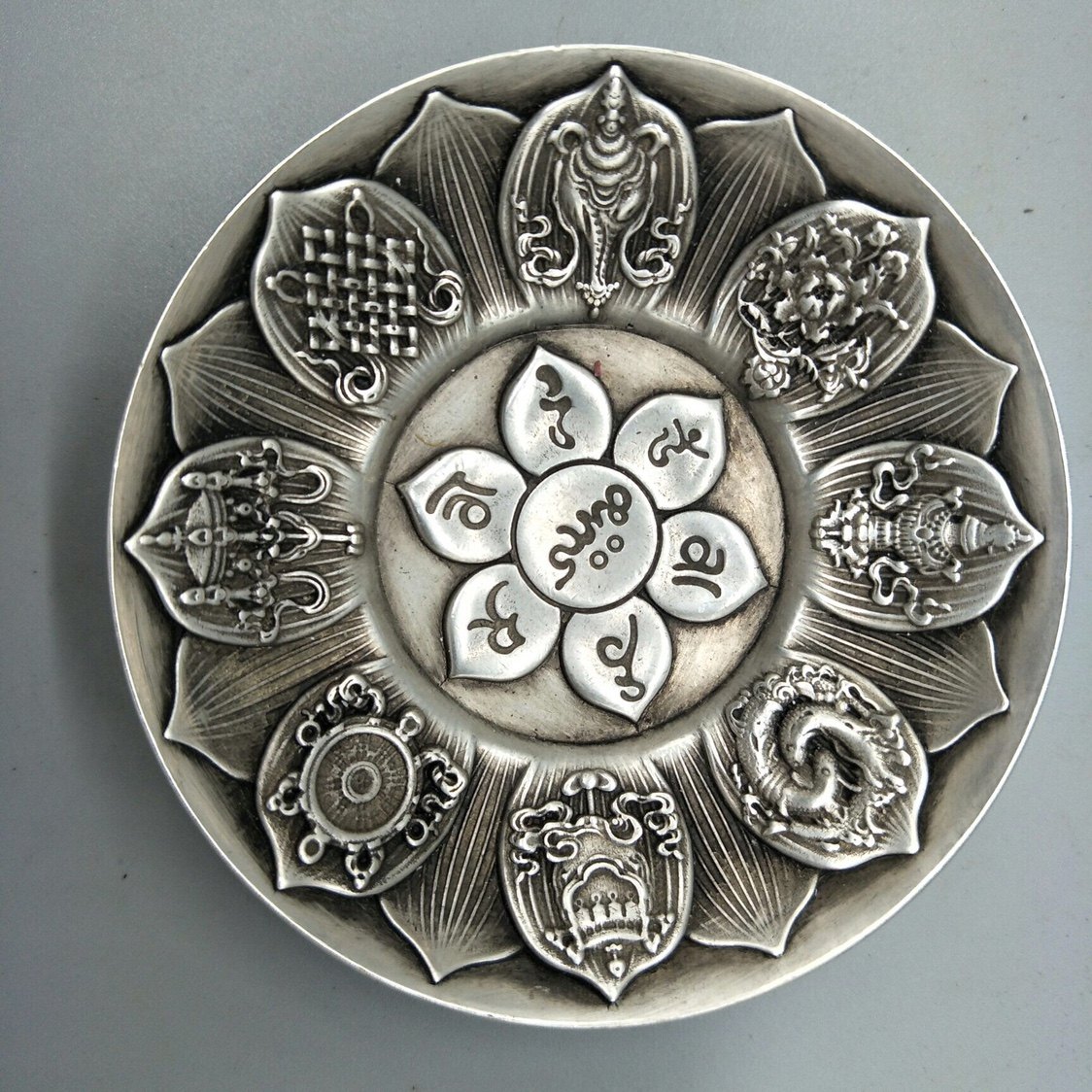 Ancient Play Miscellaneous Collection Antique Bronze Silver Plated Plate Octaji Couplets Pearl Plate Tea Doodle New Darling Handicraft Swing Accessories