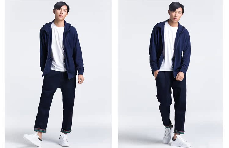 374 Đường mùa thu Áo khoác nam Zip cardigan Cotton dài tay Áo mỏng Áo thể thao giản dị Sinh viên hàng đầu - Áo len áo hoodie nỉ bông dày
