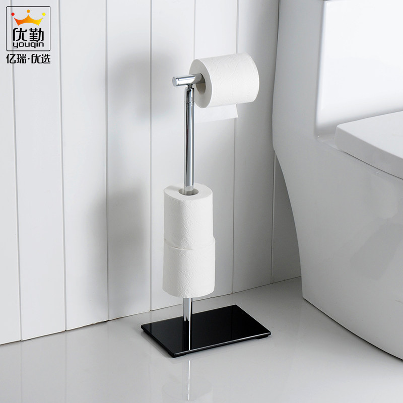 Makeup room floor drum toilet paper rack European style full copper toilet paper box villa with floor-free toilet paper rack kitchen available