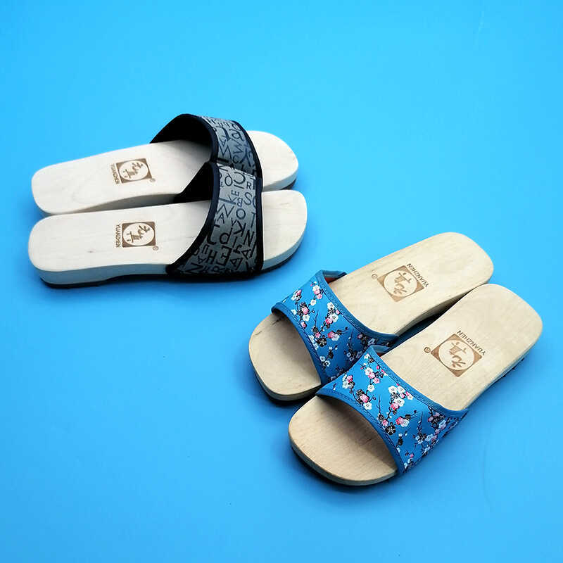 Yuanzhen Unisex Flat Wooden Slippers for Home Use, Women's Wooden Clogs, Unpainted Wooden Shoes, Lightweight Flat Wooden Shoes